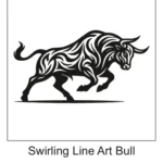 Swirling Line Art Bull Tattoo