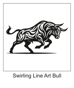 Swirling Line Art Bull Tattoo