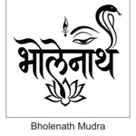 Hindi Bholenath Devnagari script tattoo with Third Eye, cobra hood, and blooming lotus