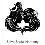 Profiles of Lord Shiva with crescent moon and Goddess Parvati with lotus face-to-face