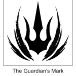 Bold tribal trident shield tattoo with sharp curved crescent borders