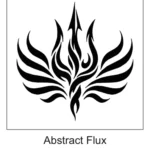 Flame-like organic abstract trident tattoo design with flowing curves