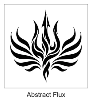 Flame-like organic abstract trident tattoo design with flowing curves