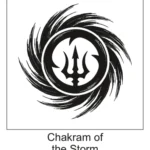 Sacred Sudarshana Chakram tattoo design with flame crests and Om symbol