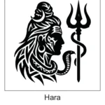Tribal profile portrait of Lord Shiva with coiled snake around Trishul