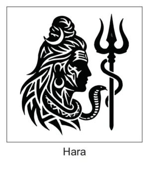Tribal profile portrait of Lord Shiva with coiled snake around Trishul