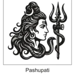 Detailed line art profile of Lord Shiva with coiled serpent around neck alongside Trishul and Damru