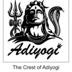 Adiyogi bust portrait with Third Eye, cobra hood, Rudraksha beads, Trishul Damru, and Adiyogi typography