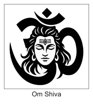 Sacred Om symbol enveloping Lord Shiva face with serene eyes, Tripundra, and Third Eye