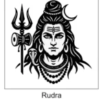 Frontal portrait of Lord Shiva with intense gaze, cobra around neck, crescent moon, and Trishul with Damru