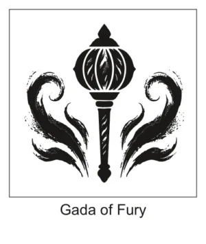 Tribal Gada mace tattoo design with sacred Trishul and lightning accents