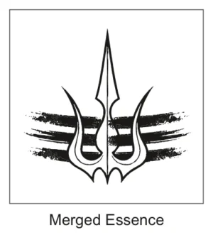 Merged Trishul and Gada spiritual tattoo design with sun aura