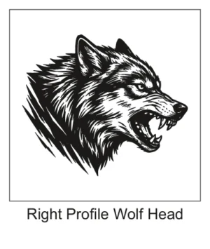 Detailed right-facing snarling wolf head portrait tattoo with dark fur shading